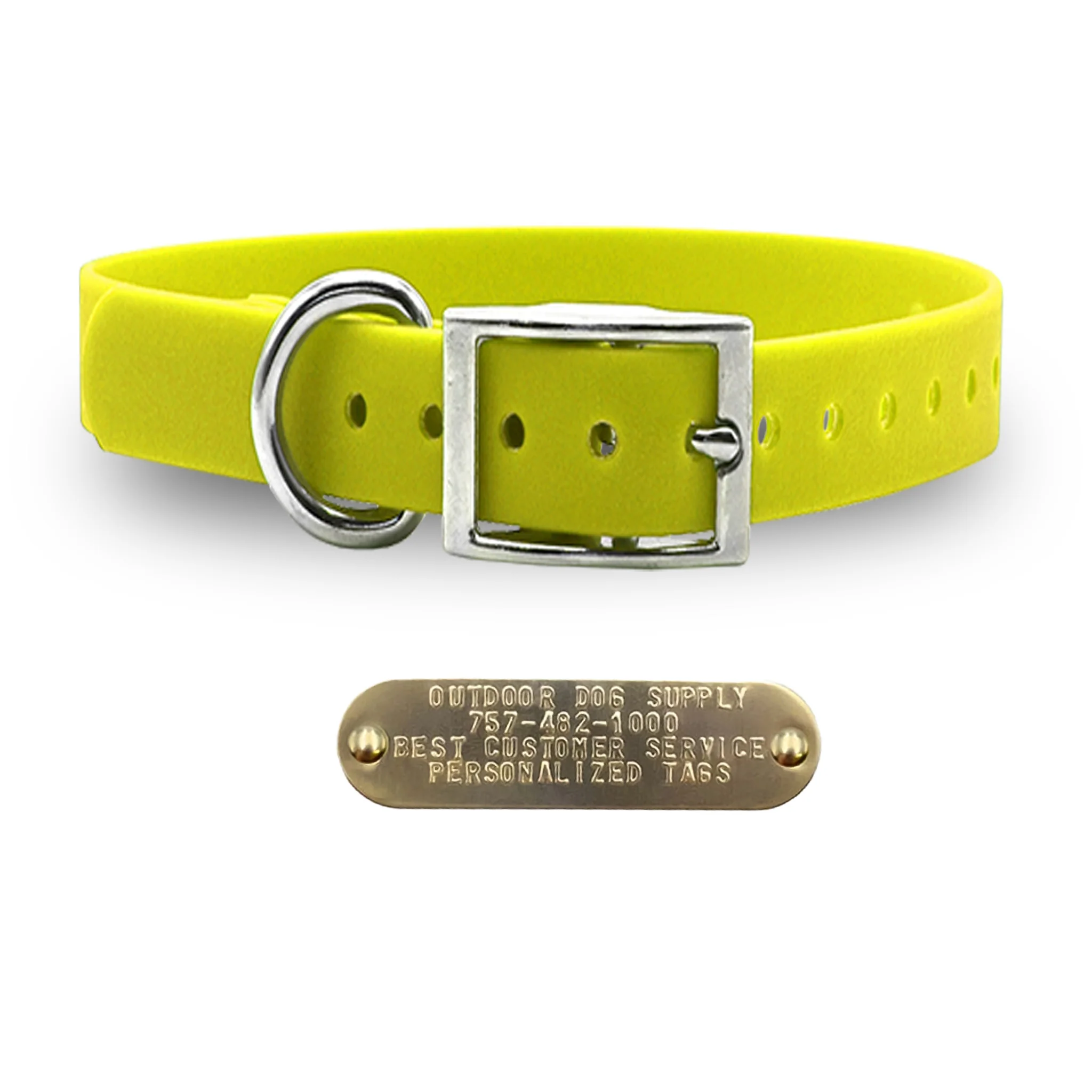 1" Tuff Skin D Ring Dog Collar with Brass Name Plate - Image 6