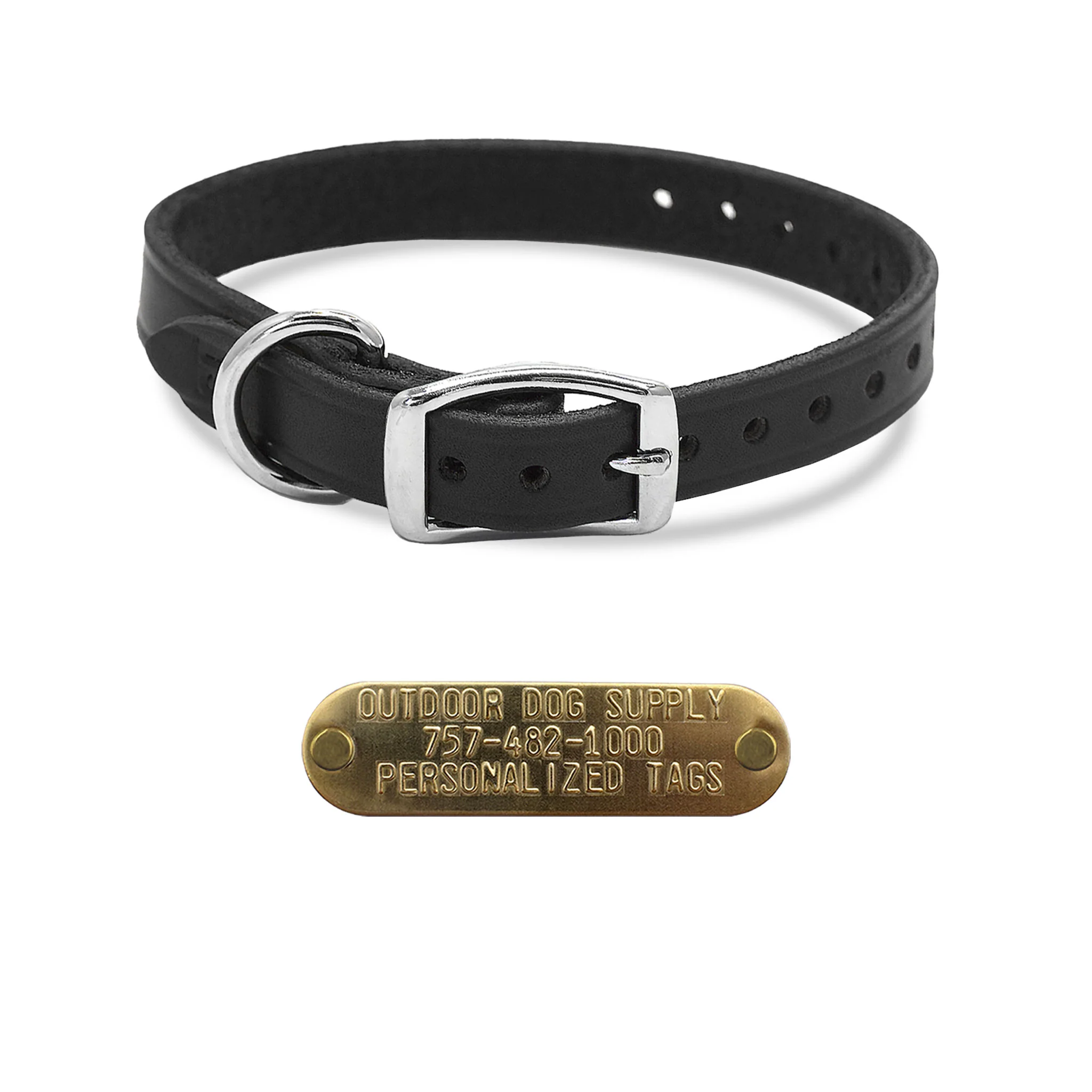 3/4" D Ring Latigo Leather Dog Collar - Image 4