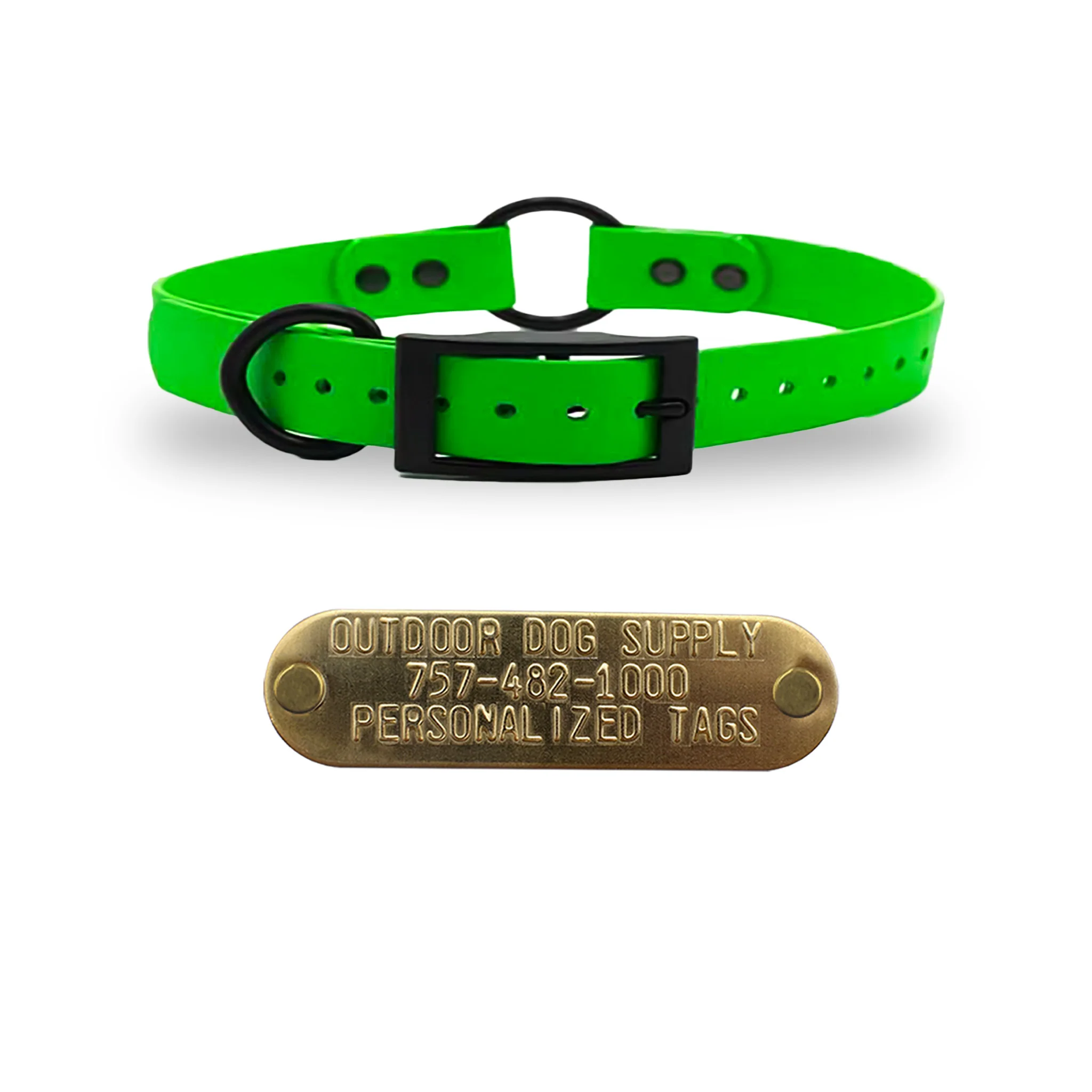 3/4" SoftFlex Beta Center Ring Dog Collar with Brass Name Plate - Image 10