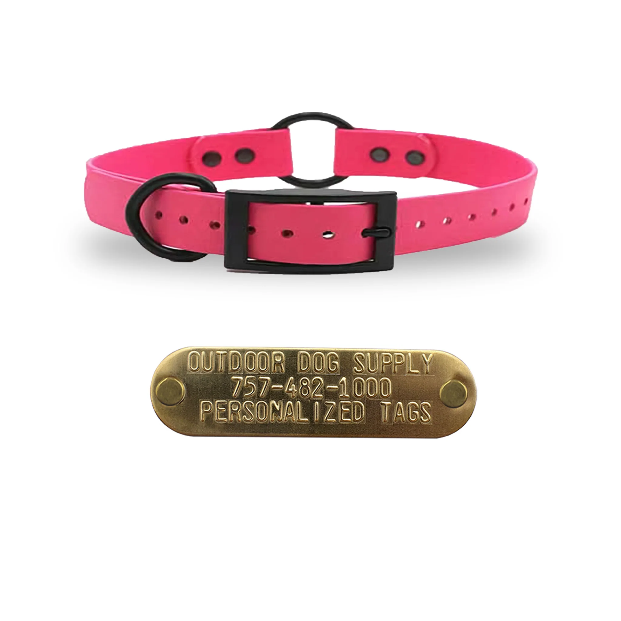 3/4" SoftFlex Beta Center Ring Dog Collar with Brass Name Plate - Image 3