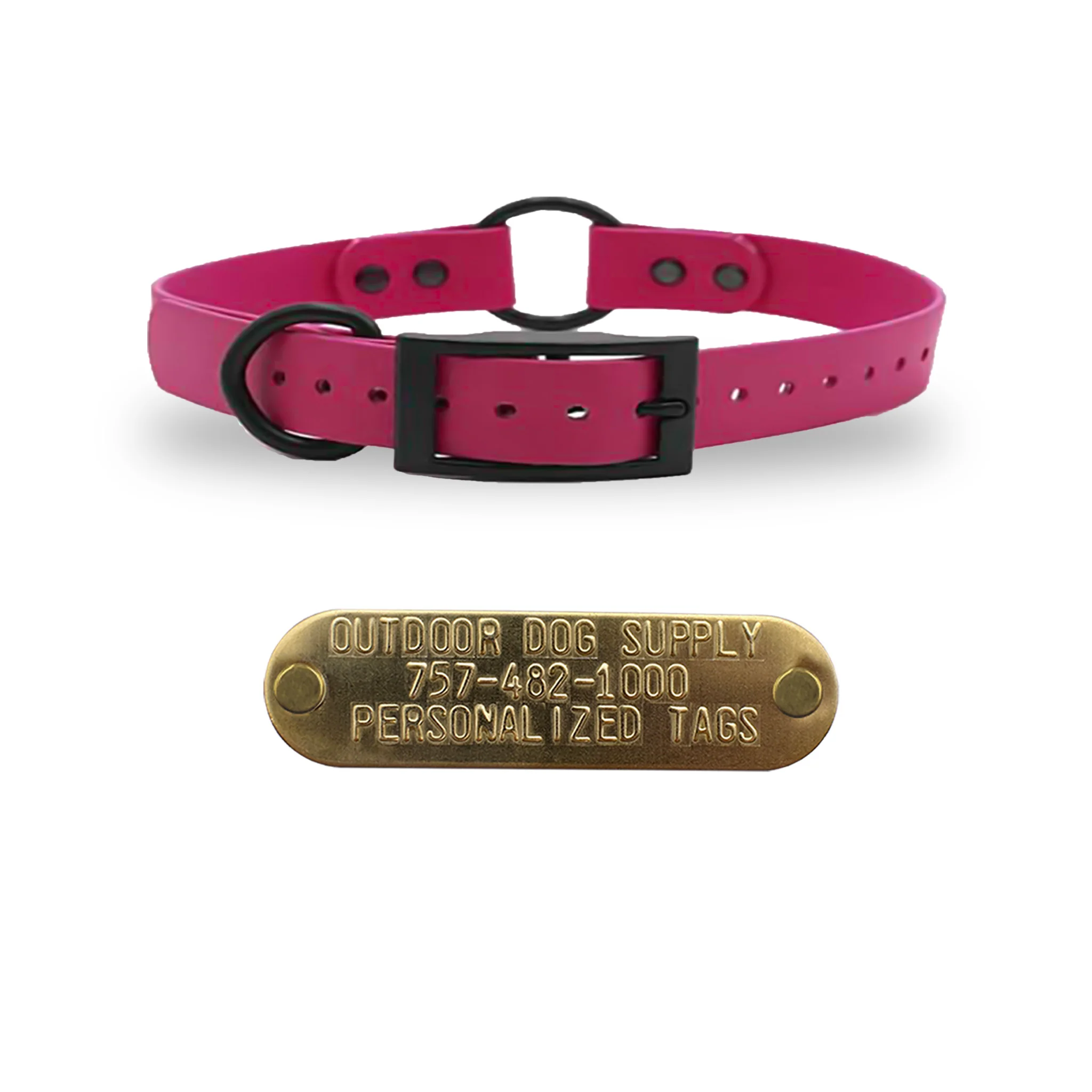 3/4" SoftFlex Beta Center Ring Dog Collar with Brass Name Plate - Image 4