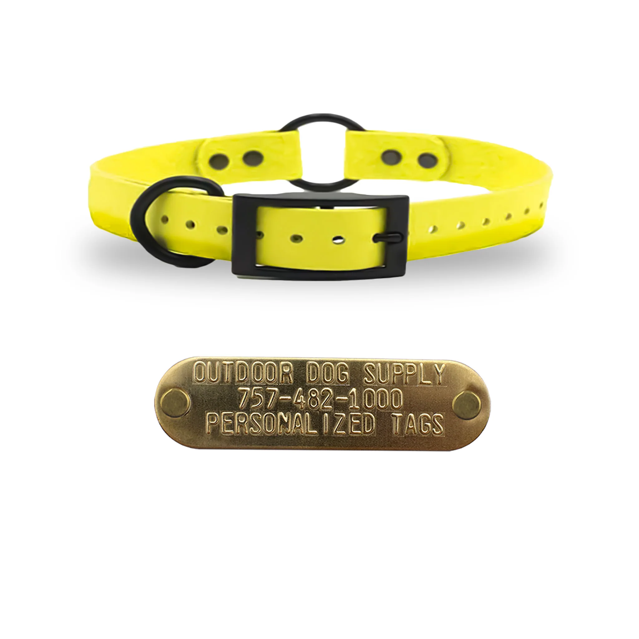 3/4" SoftFlex Beta Center Ring Dog Collar with Brass Name Plate - Image 8