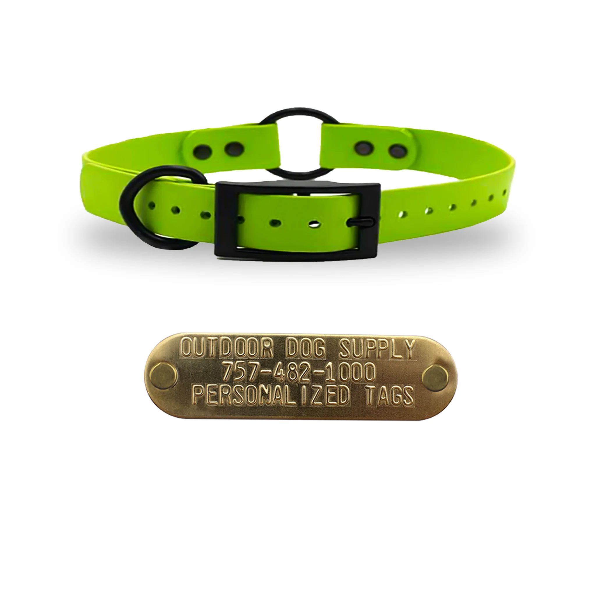 3/4" SoftFlex Beta Center Ring Dog Collar with Brass Name Plate - Image 9