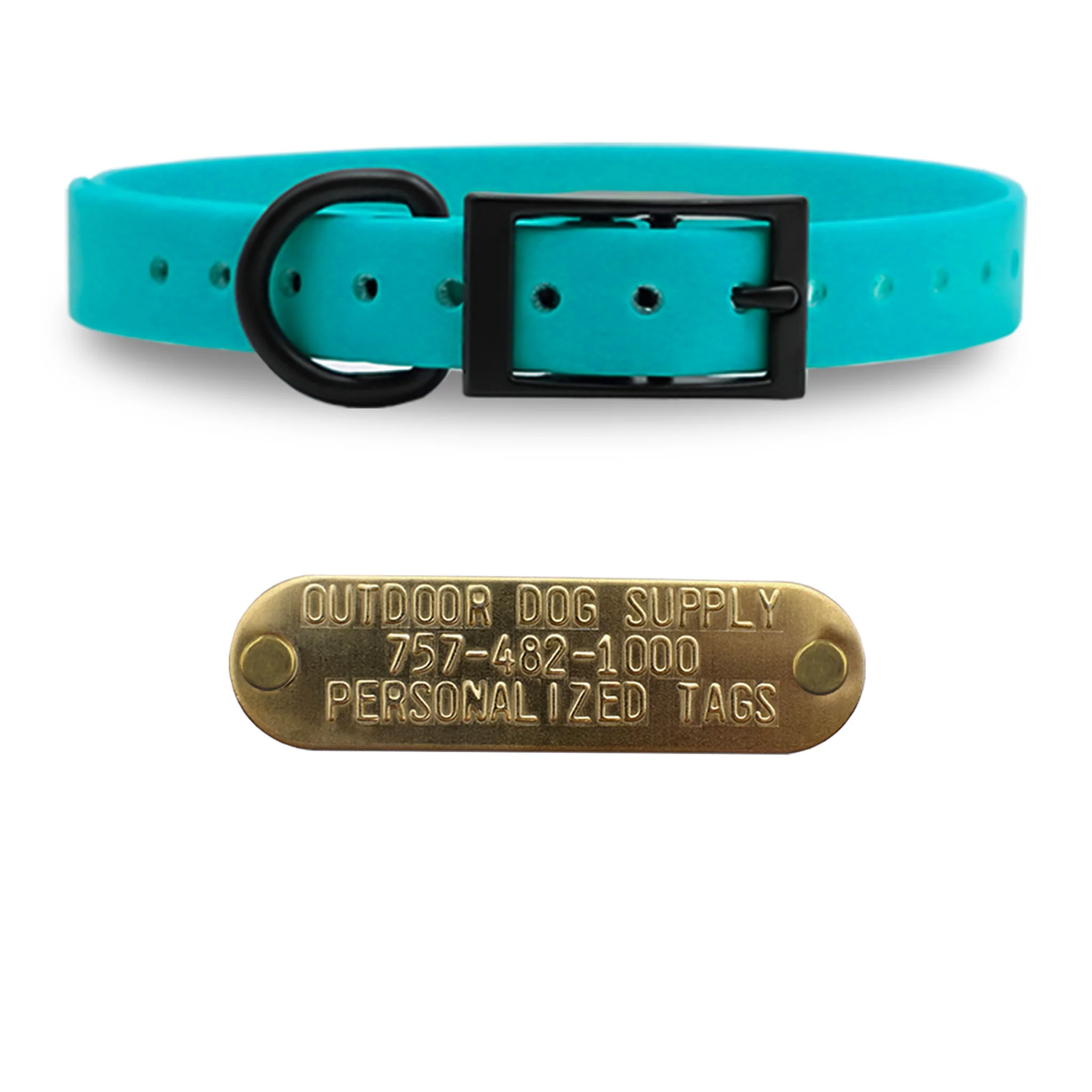 3/4" SoftFlex Beta D Ring Dog Collar with Brass Name Plate - Image 11
