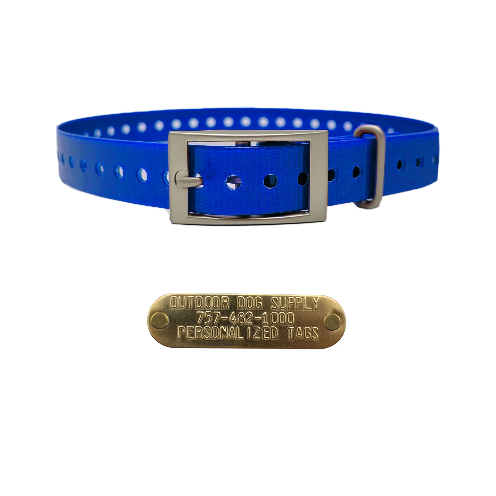 3/4" Basic Dog Collar with Brass Name Plate - Image 7
