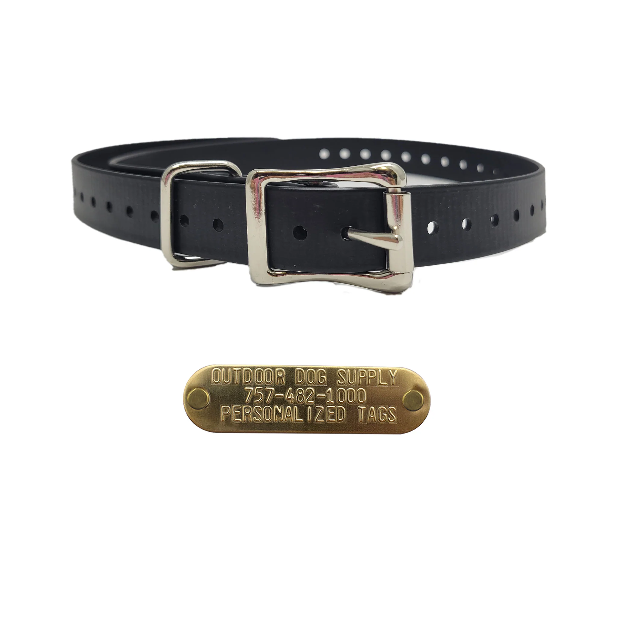 3/4" Basic Dog Collar with Brass Name Plate - Image 9