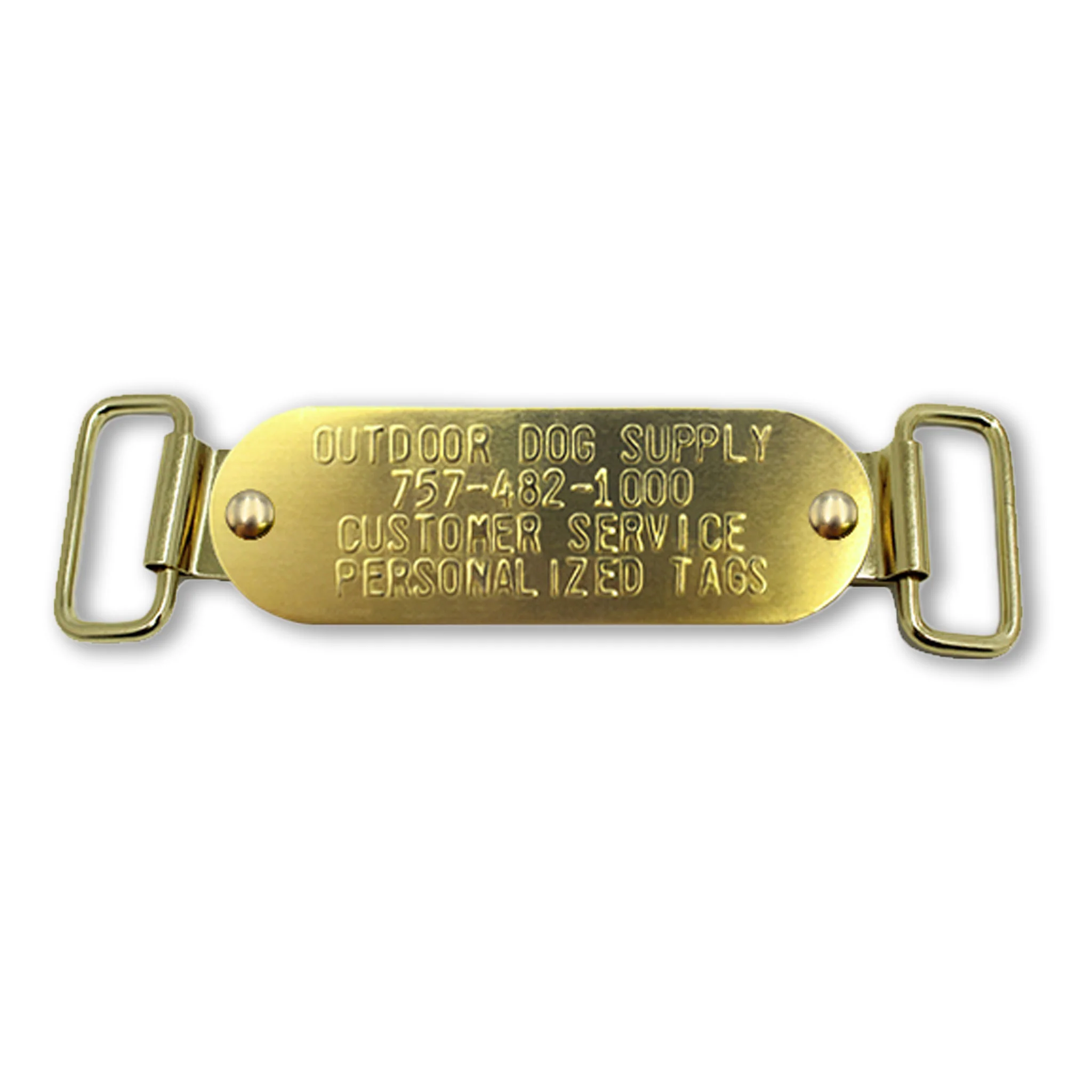 Custom 1" x 3" Raised Lettering Brass Dog Collar Name Tags with Tag Slides - Image 6