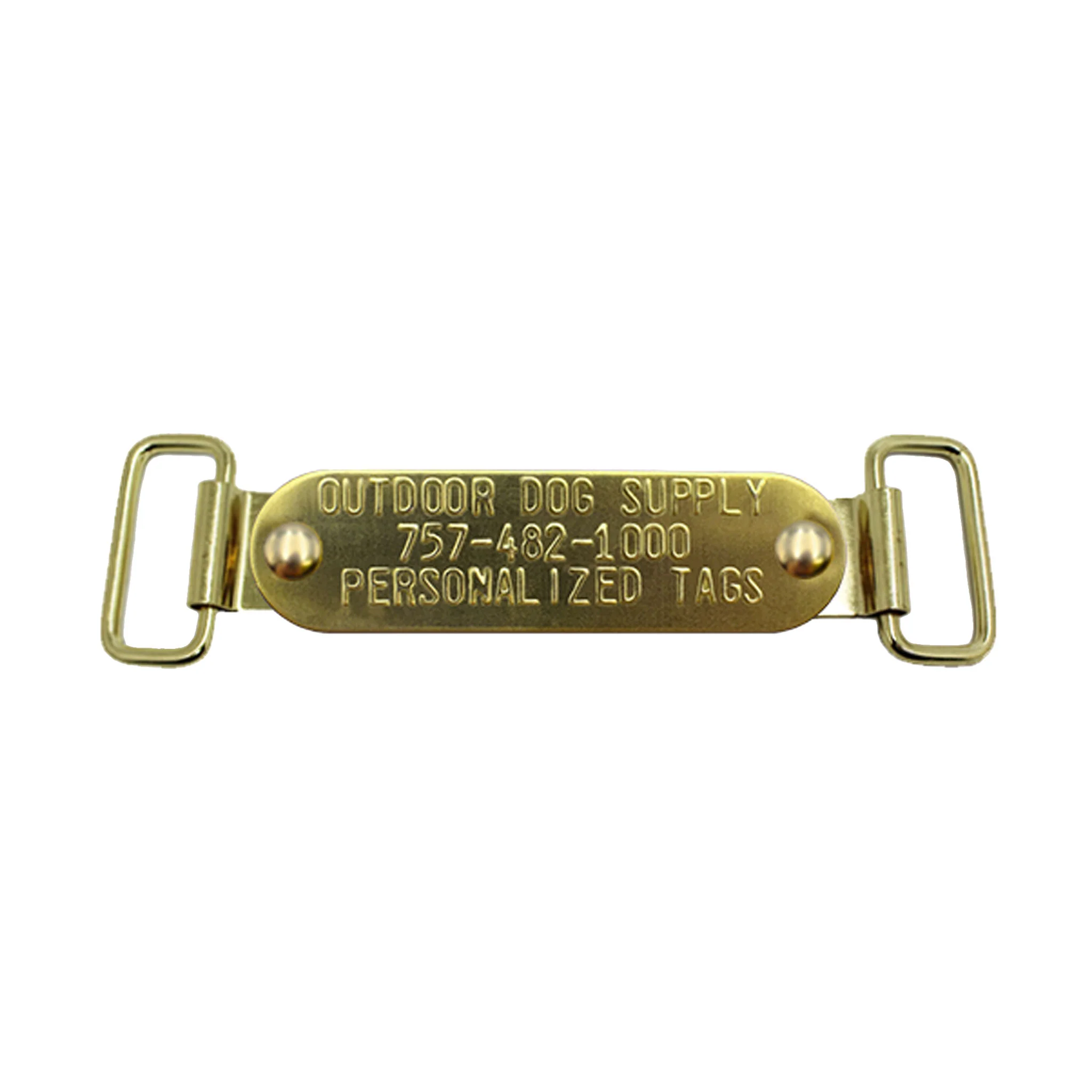 Custom 3/4" x 2 3/4" Raised Lettering Brass Dog Collar Name Tags with Tag Slides - Image 6