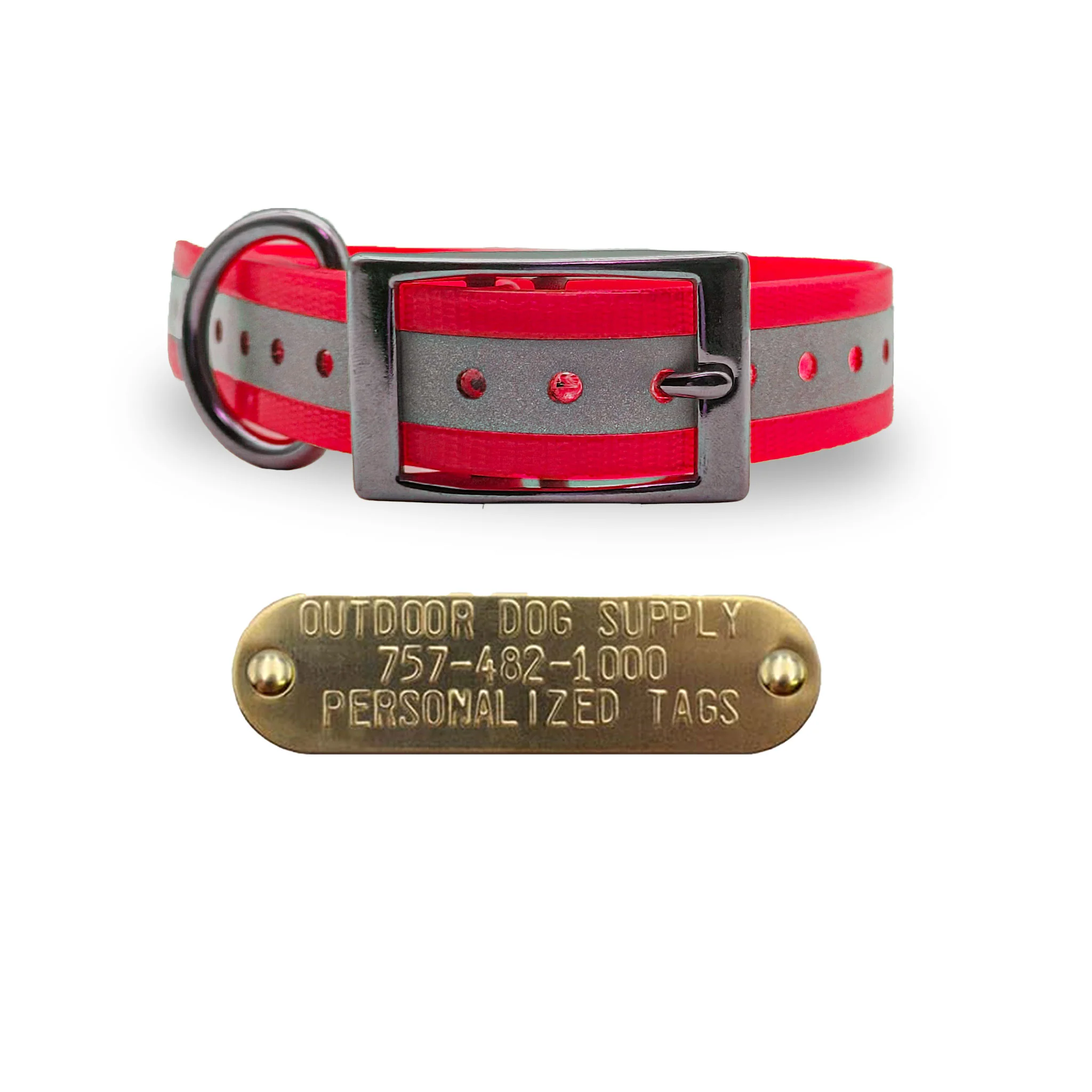 1" Reflective Elite Collar with Stainless Steel D Ring and Buckle - Image 6