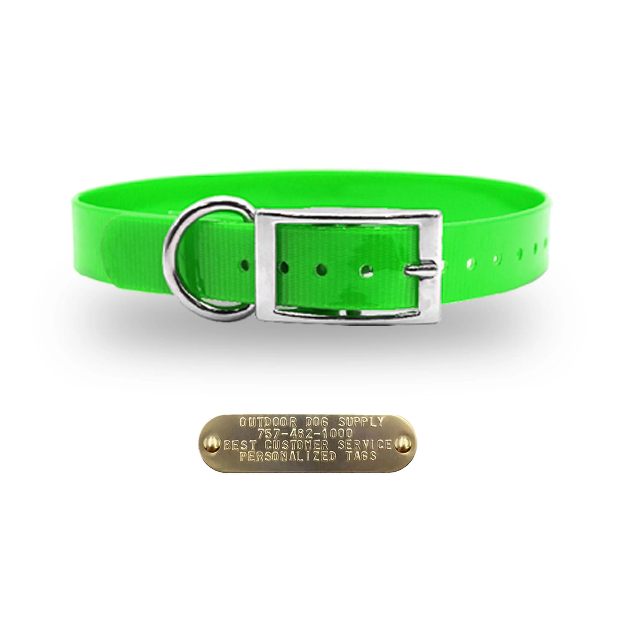 1" Solid Premium Glow Tuff D Ring Dog Collar with Brass Name Plate - Image 12