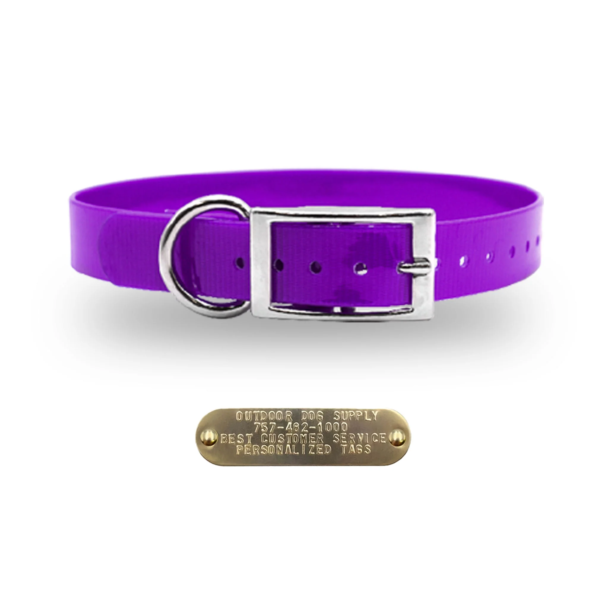 1" Solid Premium Glow Tuff D Ring Dog Collar with Brass Name Plate - Image 17