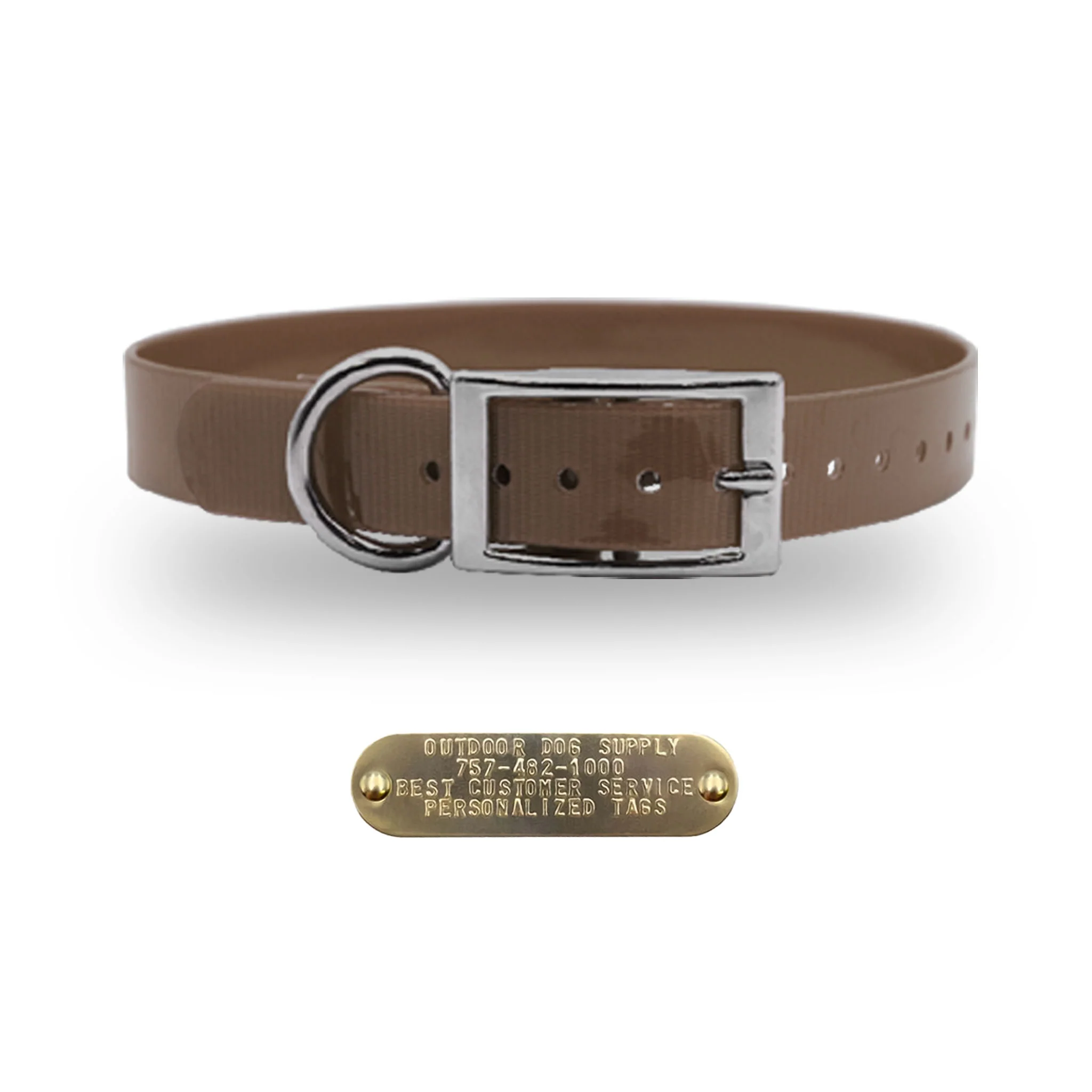1" Solid Premium Glow Tuff D Ring Dog Collar with Brass Name Plate - Image 19