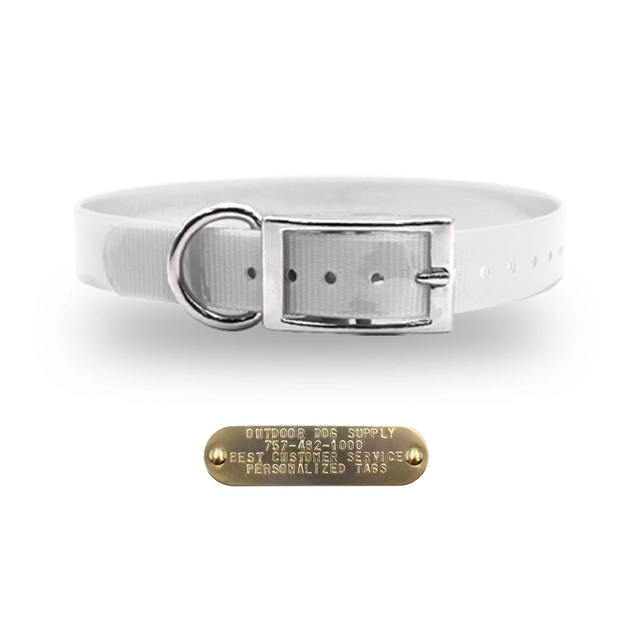 1" Solid Premium Glow Tuff D Ring Dog Collar with Brass Name Plate - Image 20
