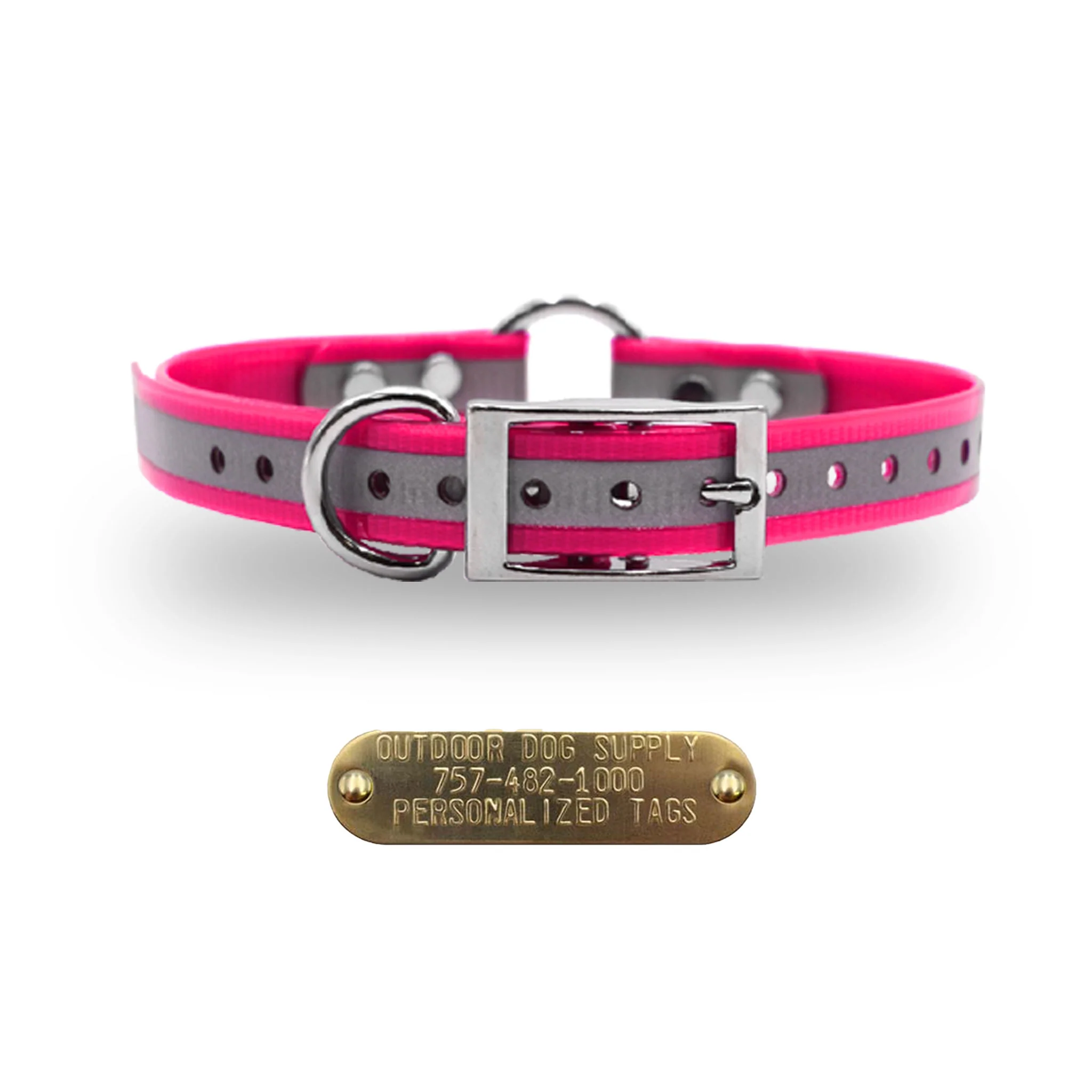 3/4" Reflective Premium Glow Tuff Center Ring Dog Collar - Image 6