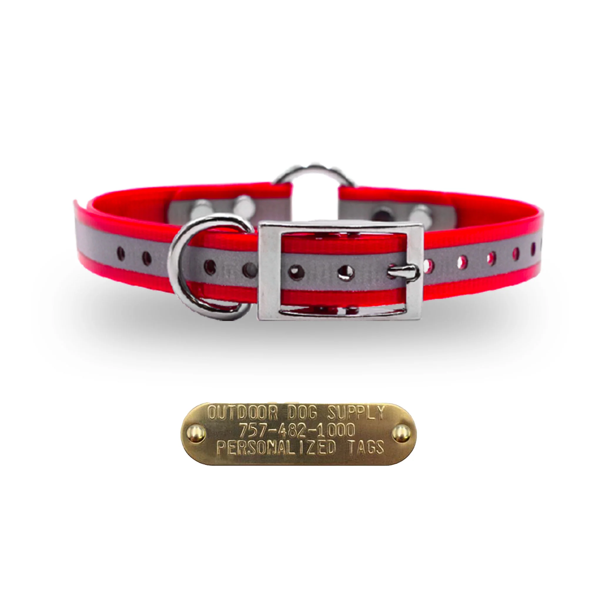 3/4" Reflective Premium Glow Tuff Center Ring Dog Collar - Image 7