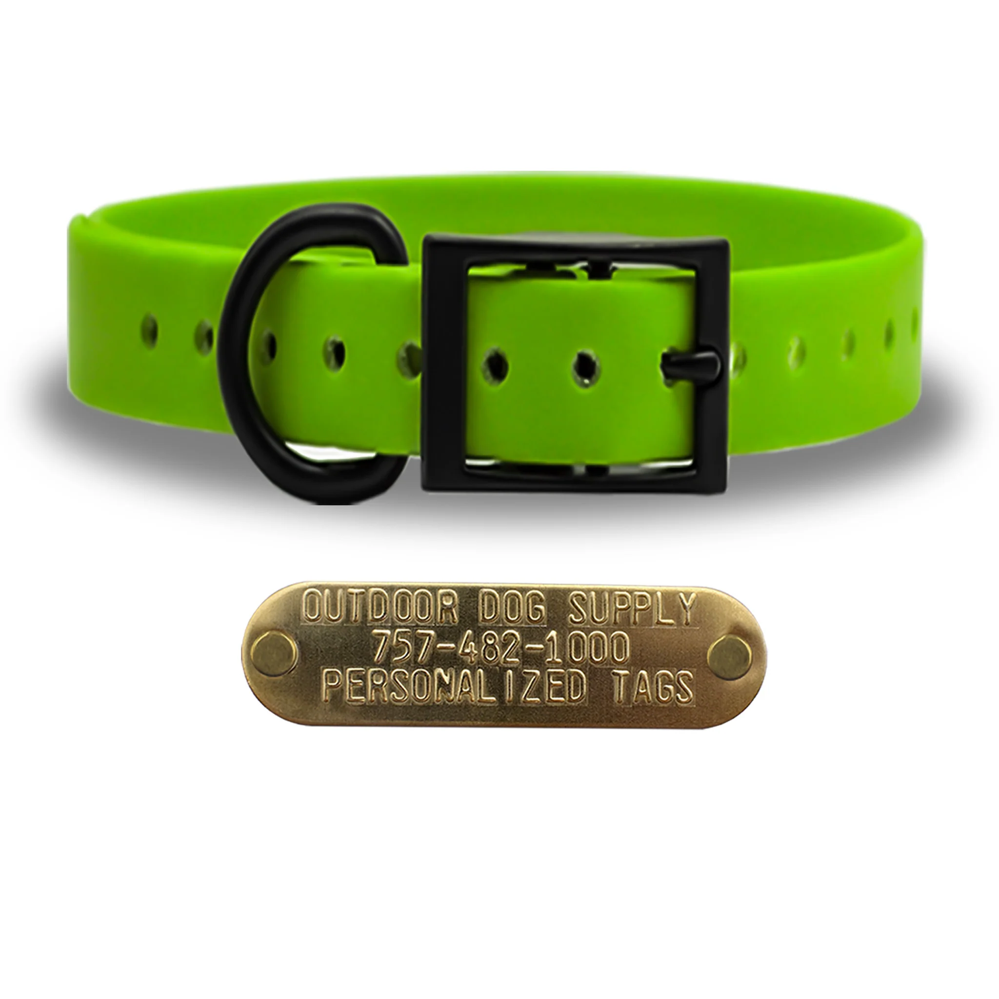 1" Solid SoftFlex Beta D Ring Dog Collar with Brass Name Plate - Image 9
