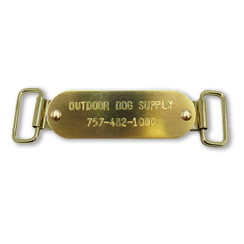 Custom 1 x 3 Raised Lettering Brass Dog Collar Name Tags with Tag Slides 2 Lines