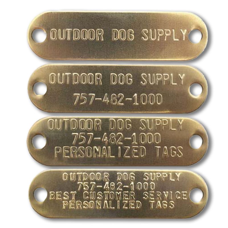 Custom 3 4 x 2 3 4 Raised Lettering Brass Dog Collar Name Tags All Lines