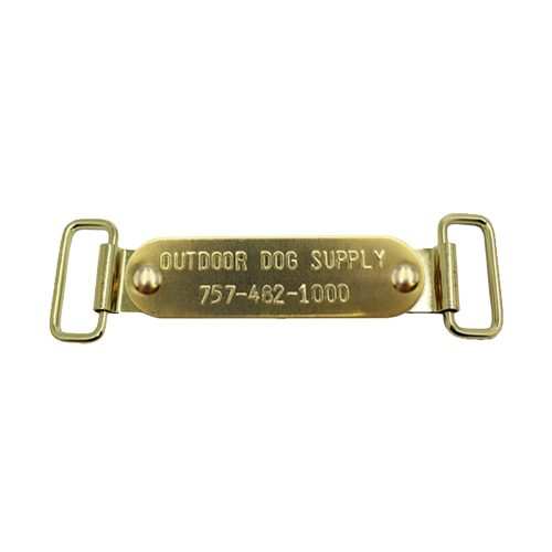 Custom 3 4 x 2 3 4 Raised Lettering Brass Dog Collar Name Tags with Tag Slides 2 Lines