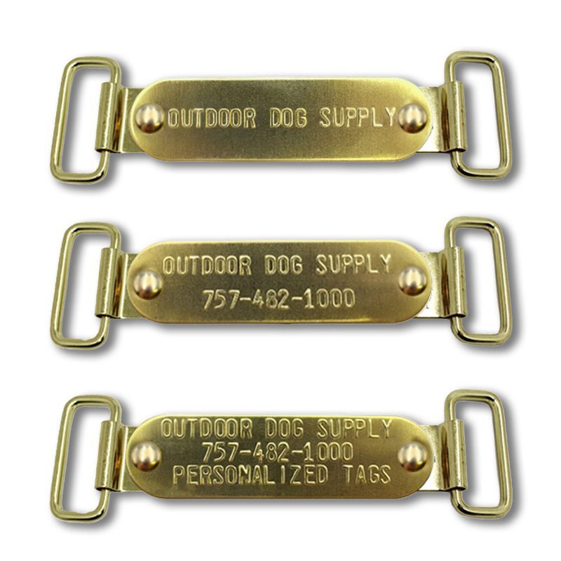 Custom 3 4 x 2 3 4 Raised Lettering Brass Dog Collar Name Tags with Tag Slides