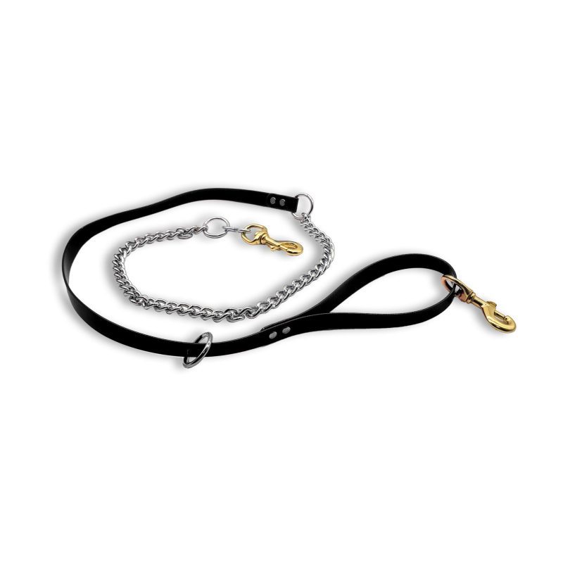 flat chain leash black