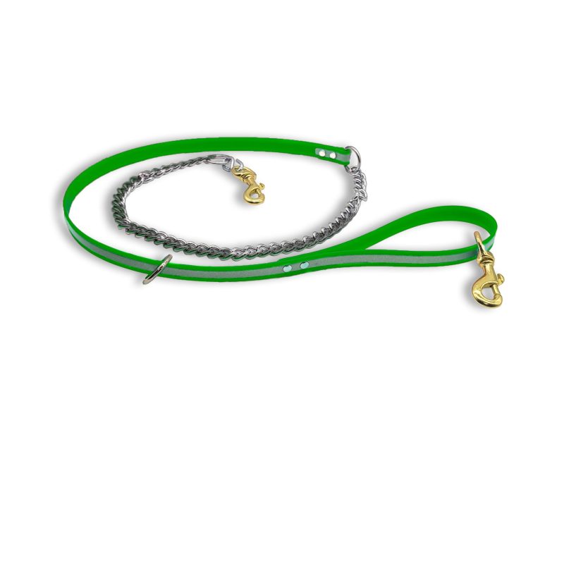 flat chain leash ref green