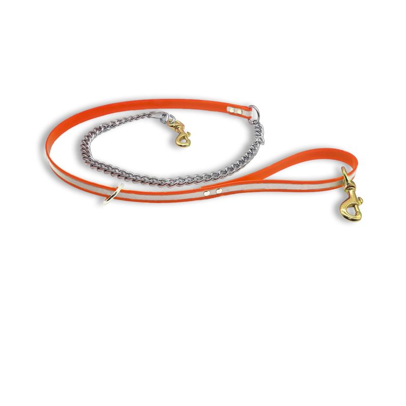 flat chain leash ref orange