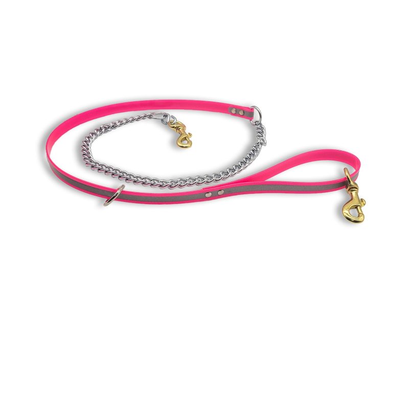 flat chain leash ref pink