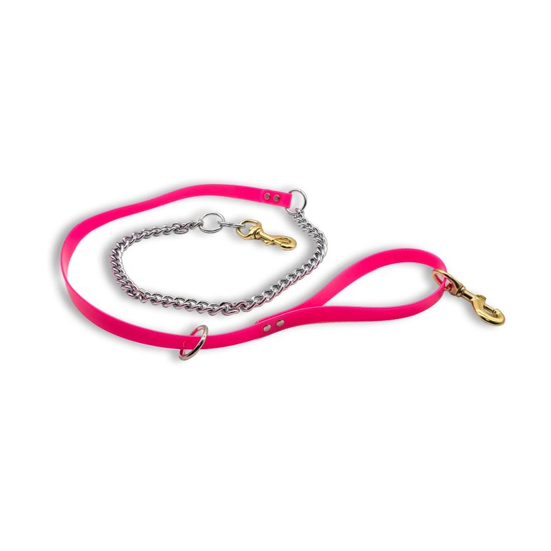 flat tree chain leash pink